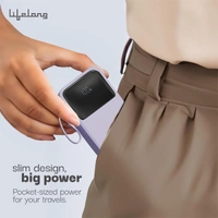 Lifelong ZenCharge 10000 mAh 22.5 W Compact Pocket Size Power Bank - Purple - Purple