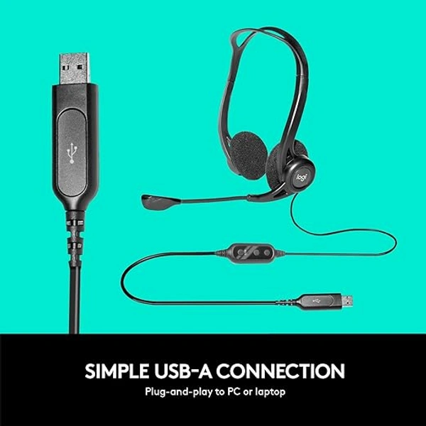 Logitech H370 USB Stereo Wired Over Ear Headphones