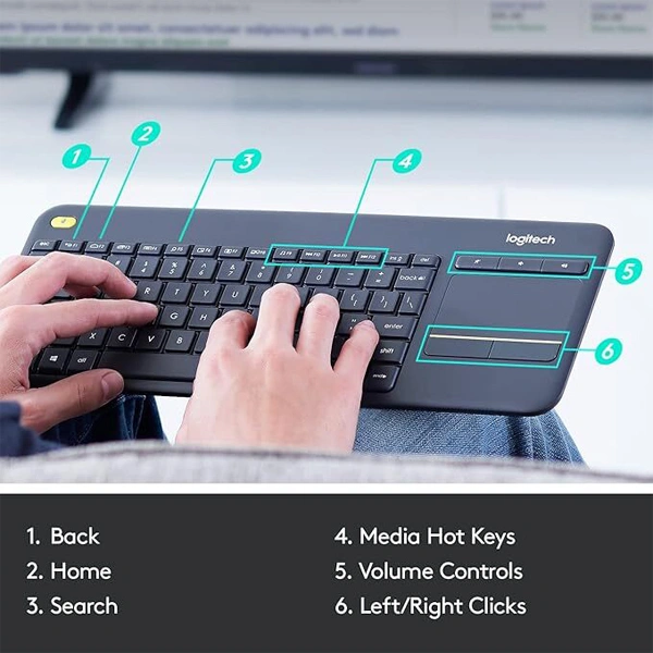 Logitech K400 Plus Wireless Touch TV Keyboard with Easy Media Control