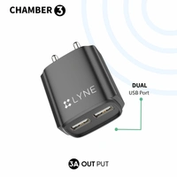 Lyne LYNE by U&I Chamber 3 3A Output, Dual USB Port with Cable - Black - Black