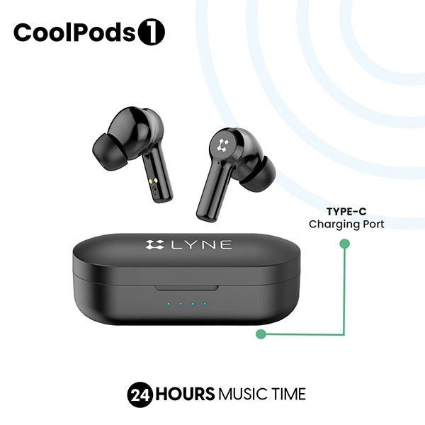 Lyne LYNE CoolPods 1 24 Hours Music Time True Wireless Earbuds - White - White