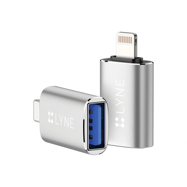 Lyne LYNE Flame 4 USB to Ligntning OTG Connector - Silver - Silver