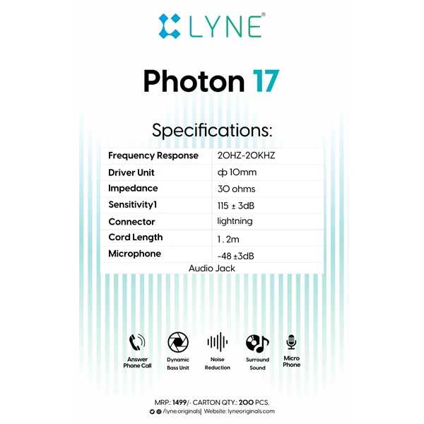 Lyne Photon 17 Wired Earphone - White