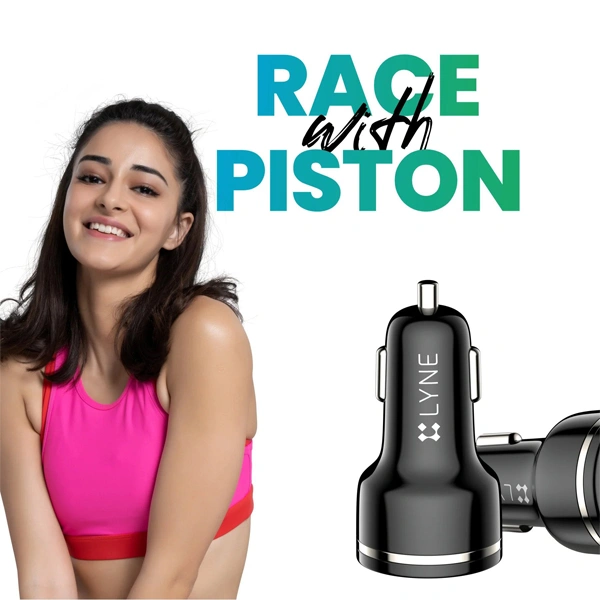 Lyne LYNE Piston 1 Dual USB Port, 3.4 Amp Output Car Charger with Micro USB Cable - Black - Black