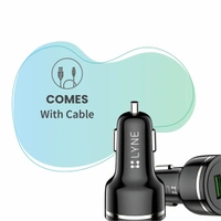 Lyne LYNE Piston 1 Dual USB Port, 3.4 Amp Output Car Charger with Micro USB Cable - Black - Black