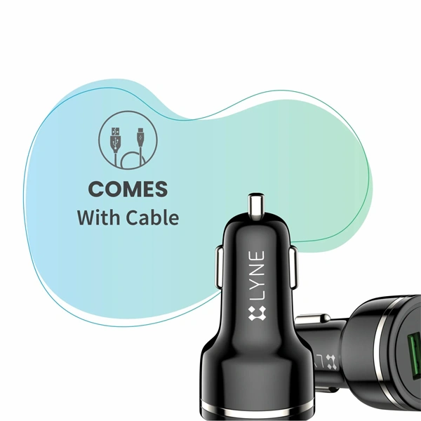 Lyne LYNE Piston 1 Dual USB Port, 3.4 Amp Output Car Charger with Micro USB Cable - Black - Black
