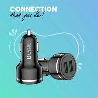 Lyne LYNE Piston 1 Dual USB Port, 3.4 Amp Output Car Charger with Micro USB Cable - Black - Black