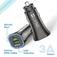 Lyne LYNE Piston 3 Car Chargers - Black - Black