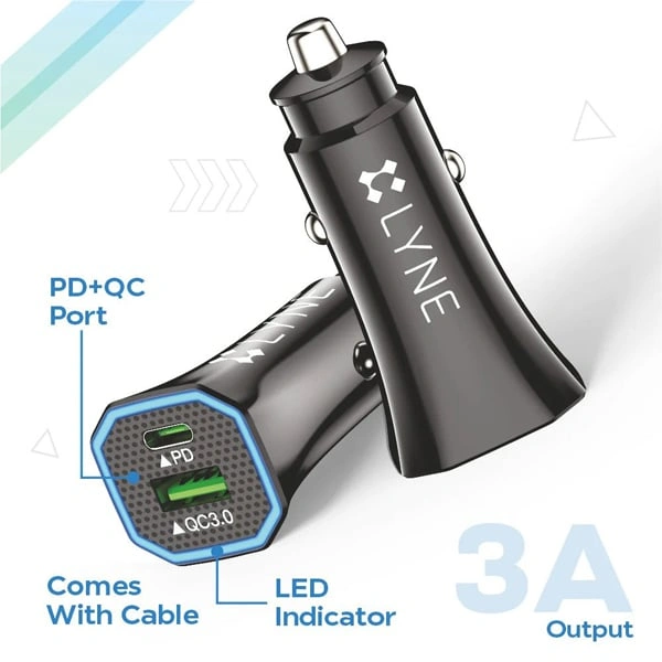Lyne LYNE Piston 3 Car Chargers - Black - Black