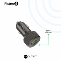 Lyne LYNE Piston 4 Dual USB Port, 3.1 Amp Output Car Charger with Micro USB Cable - Black - Black