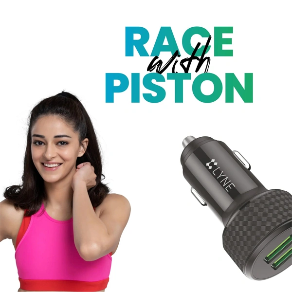 Lyne LYNE Piston 4 Dual USB Port, 3.1 Amp Output Car Charger with Micro USB Cable - Black - Black