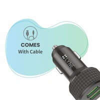 Lyne LYNE Piston 4 Dual USB Port, 3.1 Amp Output Car Charger with Micro USB Cable - Black - Black