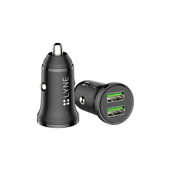 Lyne LYNE Piston 5 Dual USB Port, 2.4 Amp Output Car Charger with Micro USB Cable - Black - Black