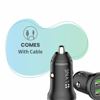 Lyne LYNE Piston 5 Dual USB Port, 2.4 Amp Output Car Charger with Micro USB Cable - Black - Black
