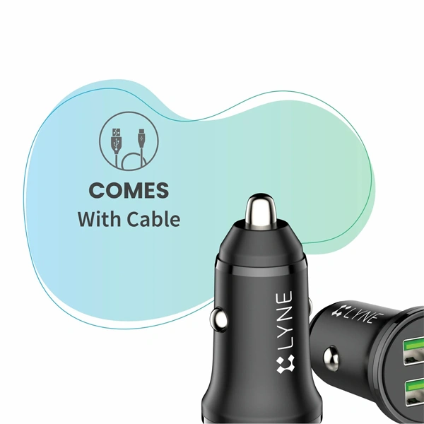 Lyne LYNE Piston 5 Dual USB Port, 2.4 Amp Output Car Charger with Micro USB Cable - Black - Black