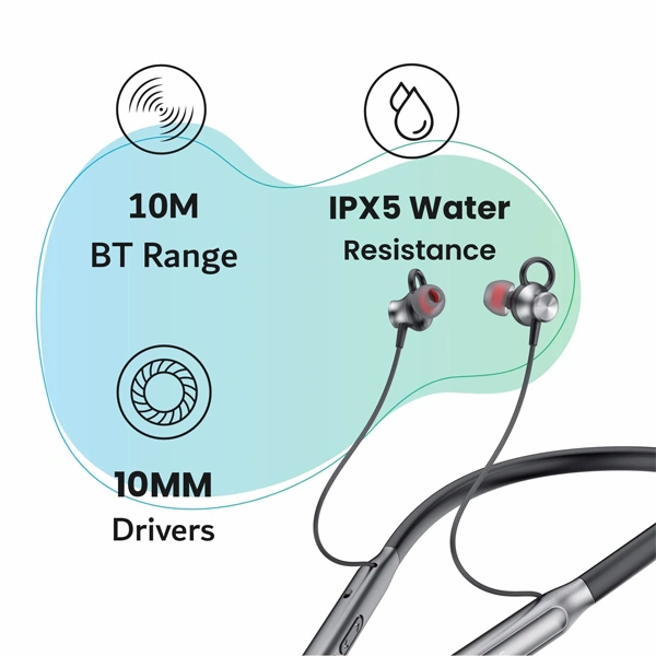 Lyne LYNE Rover 10 Wireless Bluetooth Neckband with IPX5 Water Resistance