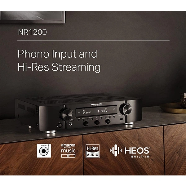 Marantz NR1200 Stereo Receiver with HEOS - Black, Silver