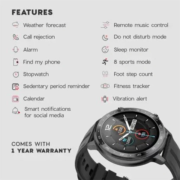 MAXX SX25 Pro 1.28'' Display Smart Watch - Silver - Silver