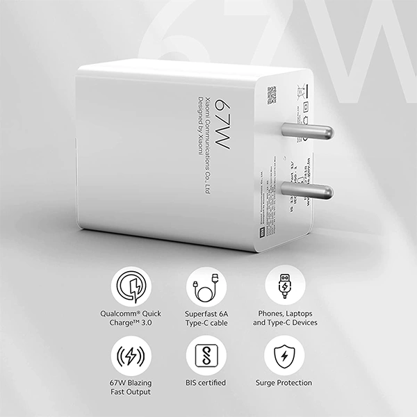 Mi 67W Sonic Charge Combo 33W Fast Output Superfast 6A Type C Laptop Charger