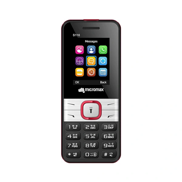Micromax S116 Keypad Mobile - Black/Red - Black/Red