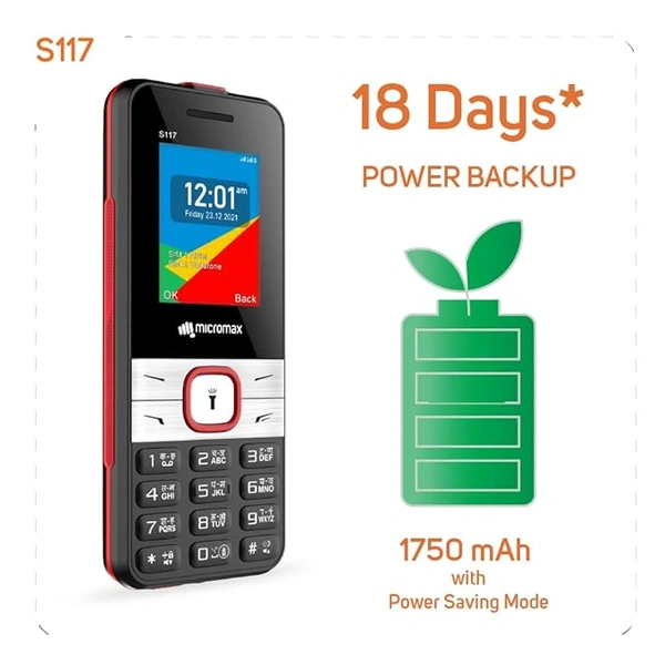 Micromax S117 Keypad Mobile - Black/Red - Black/Red