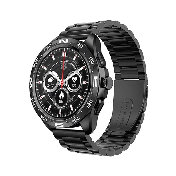 Minix Prime Metal Chain 1.32 inch Semi-Amoled Bluetooth Calling Smartwatch - Black Steel - Black Steel