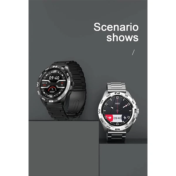 Minix Prime Metal Chain 1.32 inch Semi-Amoled Bluetooth Calling Smartwatch - Black Steel - Black Steel