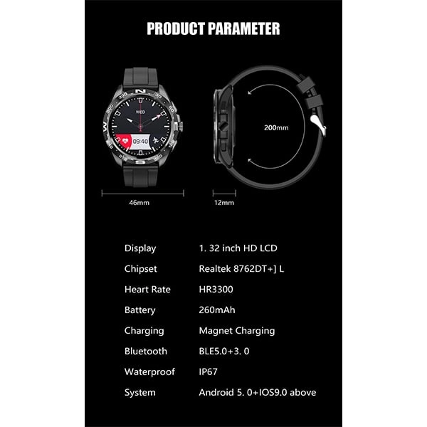 Minix Prime Metal Chain 1.32 inch Semi-Amoled Bluetooth Calling Smartwatch - Black Steel - Black Steel