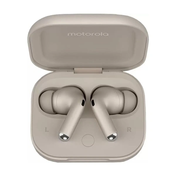 Motorola Moto Buds+ Sound by Bose, Dual Dynamic Drivers, 48dB ANC, Dolby Head Tracking Wireless Earbuds - Beach Sand - Beach Sand