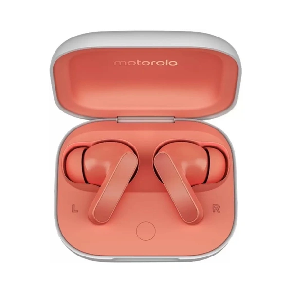 Motorola Moto Buds with Hi-Res Audio, Large 12.4 MM Driver, 42 Hrs Playback & IPx4 Rating Wireless Earbuds - Coral Peach - Coral Peach