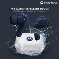 Motorola Moto Buds with Hi-Res Audio, Large 12.4 MM Driver, 42 Hrs Playback & IPx4 Rating Wireless Earbuds - Glacier Blue - Glacier Blue