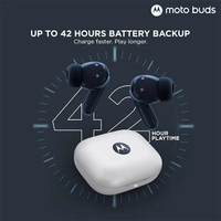 Motorola Moto Buds with Hi-Res Audio, Large 12.4 MM Driver, 42 Hrs Playback & IPx4 Rating Wireless Earbuds - Glacier Blue - Glacier Blue