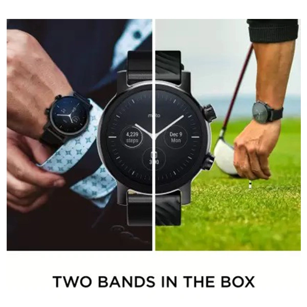 Motorola Moto 360 (3rd Gen) WearOS Luxury Smart Watch - Black - Black
