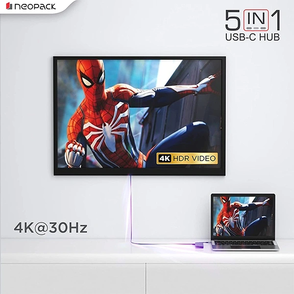 Neopack 5 in 1 USB C Hub Multiport Adapter with HDMI 4K 30Hz