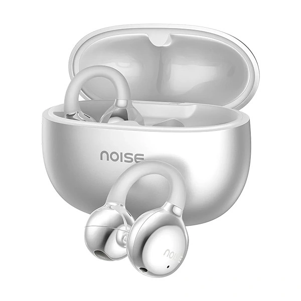 Noise Air Clips Wireless Open Ear Earbuds with Chrome Finish - Pearl White - Pearl White