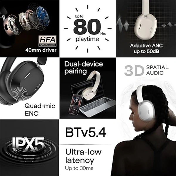 Noise Airwave Max 5 Wireless Over-Ear Headphones - Calm Beige - Calm Beige