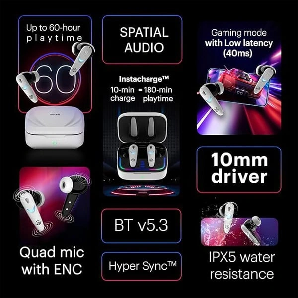Noise Buds Combat X Truly Wireless Earbuds - White - White