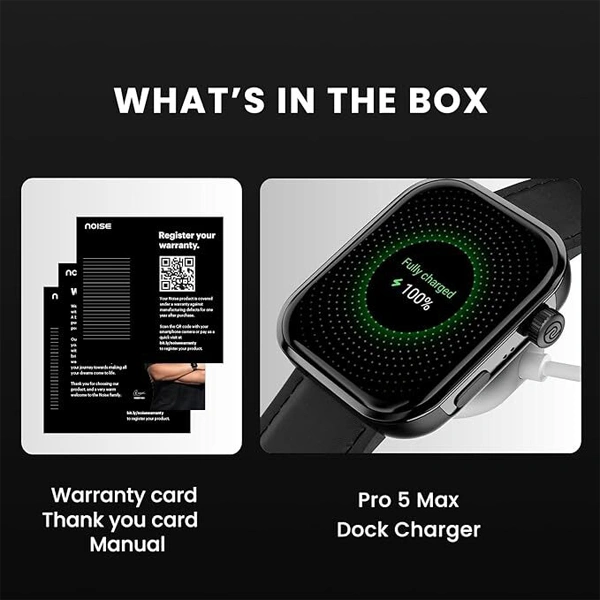 Noise ColorFit Pro 5 Max 1.96" AMOLED Display Smart Watch - Elite Black - Elite Black