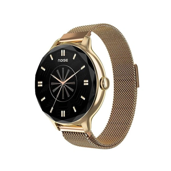 Noise Diva Smartwatch with Diamond Cut dial - Gold Link