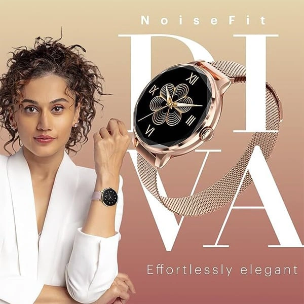 Noise Diva Smartwatch with Diamond Cut dial - Gold Link