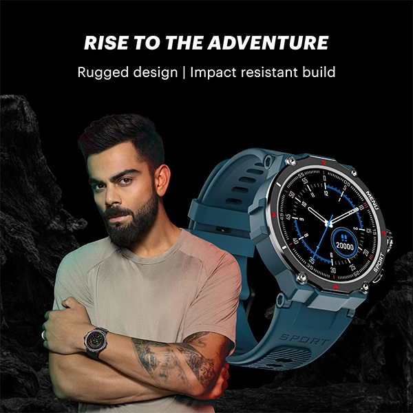 Noise Force Rugged & Sporty Bluetooth Calling Smart Watch - Misty Grey - Misty Grey