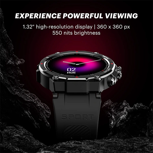 Noise Force Rugged & Sporty Bluetooth Calling Smart Watch - Misty Grey - Misty Grey