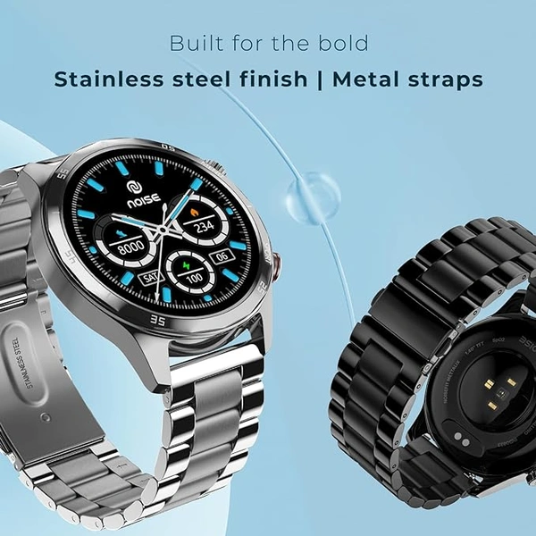 Noise Mettalix 1.4" HD Display with Metallic Straps Smart Watch - Elite Silver - Elite Silver
