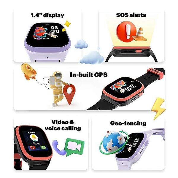 Noise Scout Kids Smartwatch with Assisted GPS Tracking - Black - Black