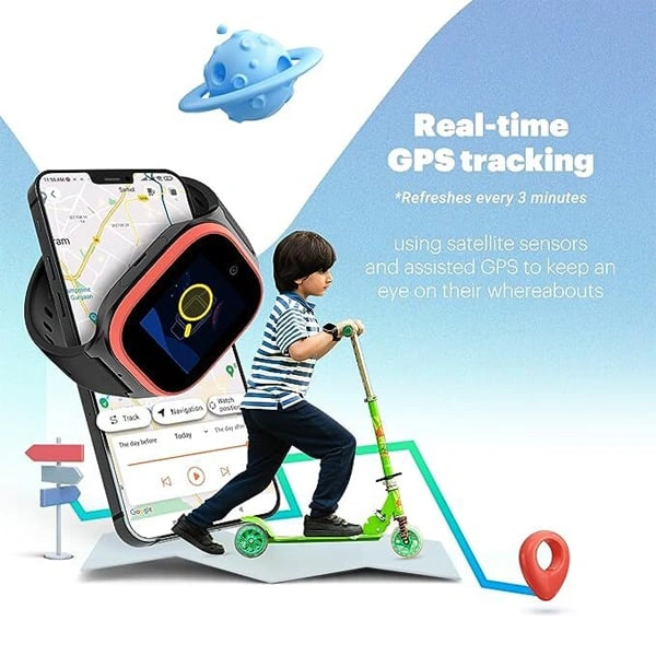 Noise Scout Kids Smartwatch with Assisted GPS Tracking - Black - Black