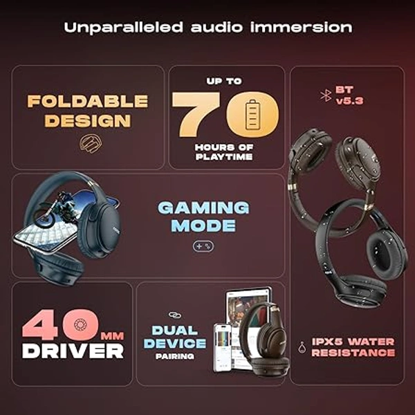 Noise Three Wireless Headphone with 70 Hours Playtime - Space Blue - Space Blue