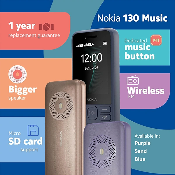 Nokia 130 Music Dual SIM Keypad Mobile Phone - Gold - Gold