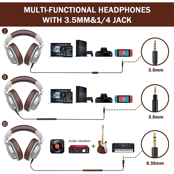 OneOdio A71 Wired Over the Ear Headphone with Mic - Gold - Gold