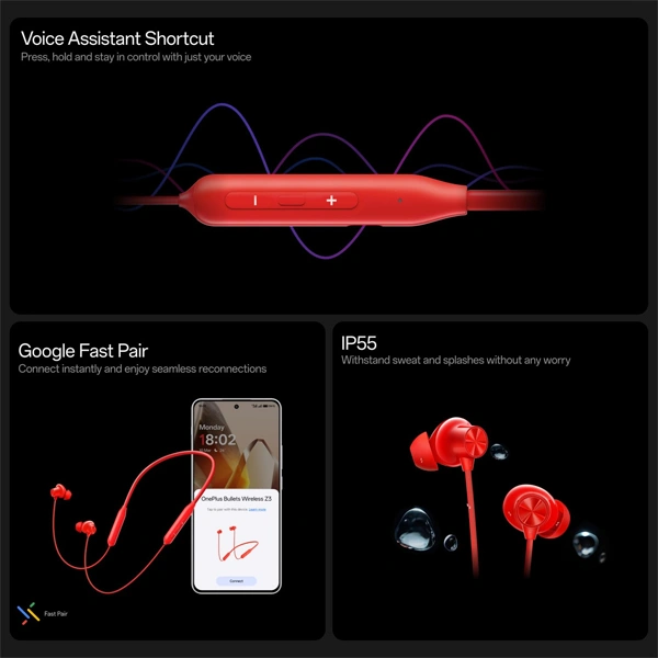 OnePlus Bullets Wireless Z3 in-Ear Neckband with 12.4mm Drivers - Samba Sunset - Samba Sunset