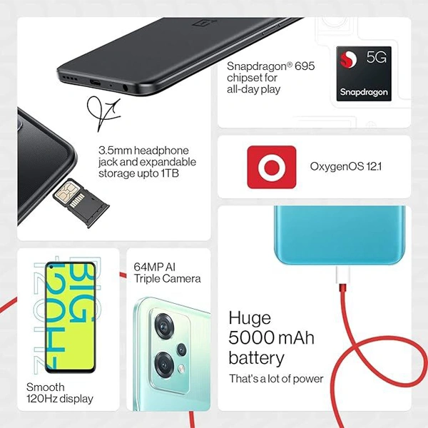 OnePlus Nord CE 2 Lite 5G Mobile Phone - Black Dusk, 6GB RAM + 128GB Storage - Black Dusk